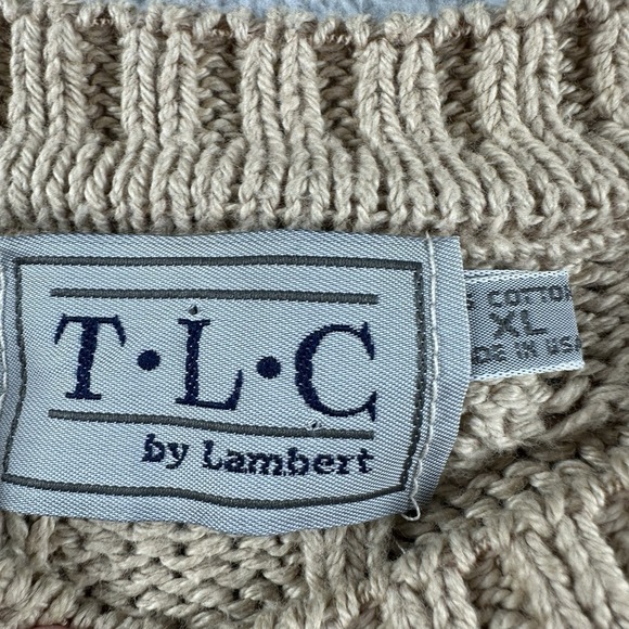 VINTAGE‎ Fisherman Cable Knit Sweater Mens XL Beige Earth Tones Heavyweight USA - Picture 6 of 8